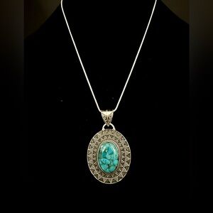 Sterling Silver and Turquoise Pendant Necklace